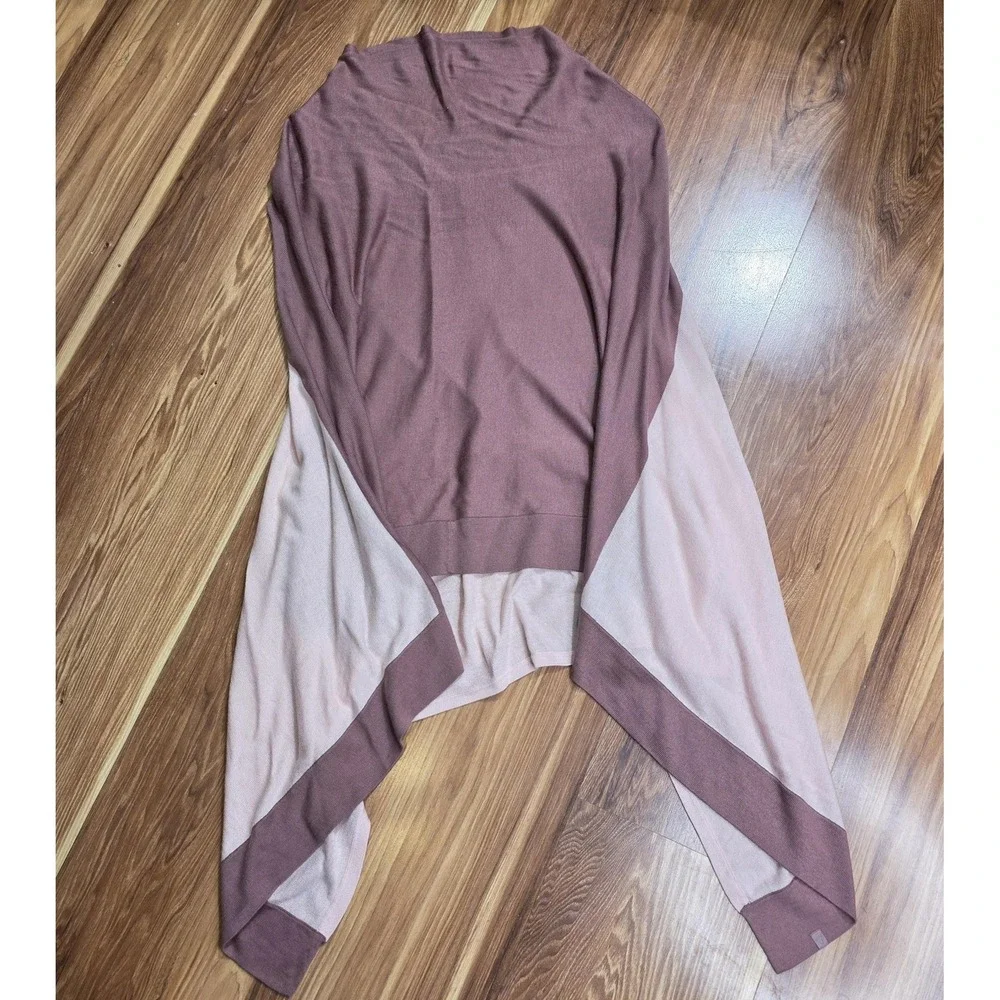 Lululemon‎ Athletica Sweater Cape Womens One Size Pink Viscose Blend V Neck Knit